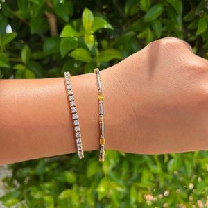 14KT Yellow Topaz Diamond Bracelet